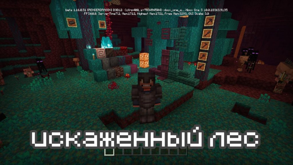 Искаженный лес в Minecraft PE 1.16.230.56